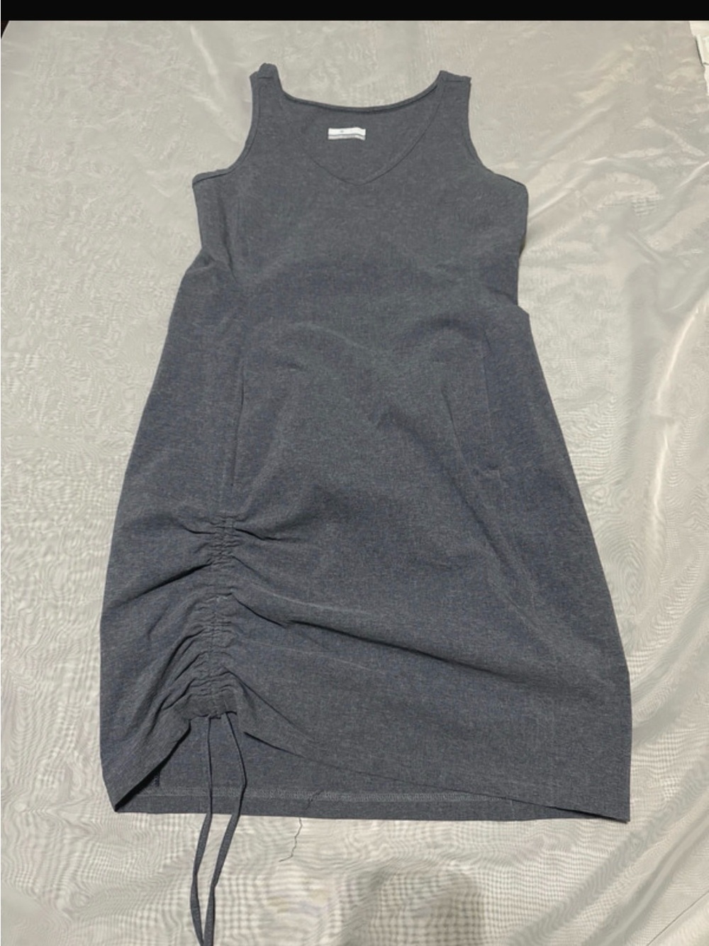 Columbia Sleeveless Ruched Tank Dress in Charcoal Gray